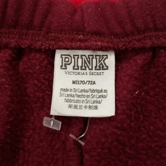 Maroon and black size medium womens sweatpants by pink - Picture 3 of 4